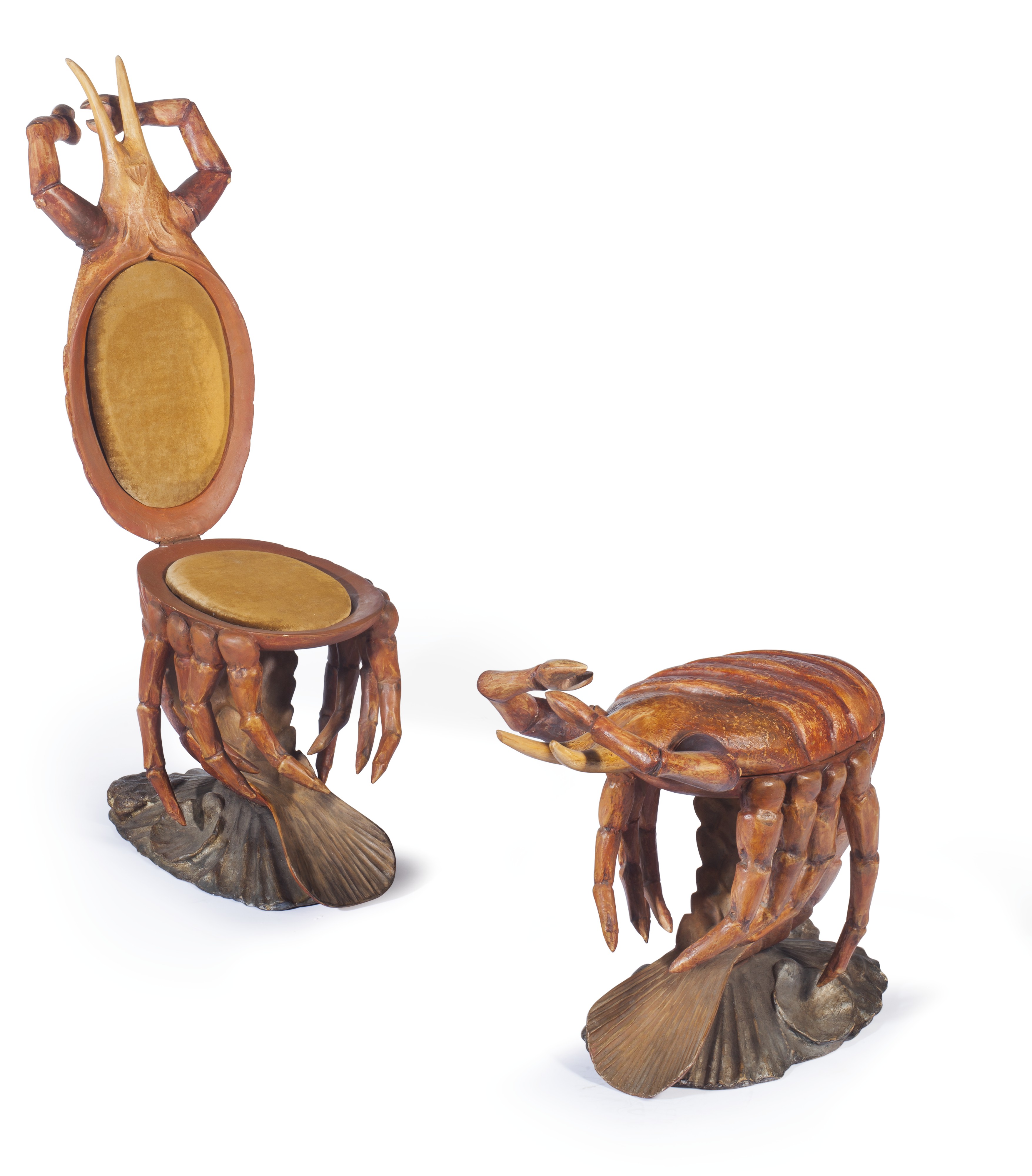 A pair of late 19th century Venetian lobster-form hinged chairs attributed to the manufacturer Pauly Et Cie. 