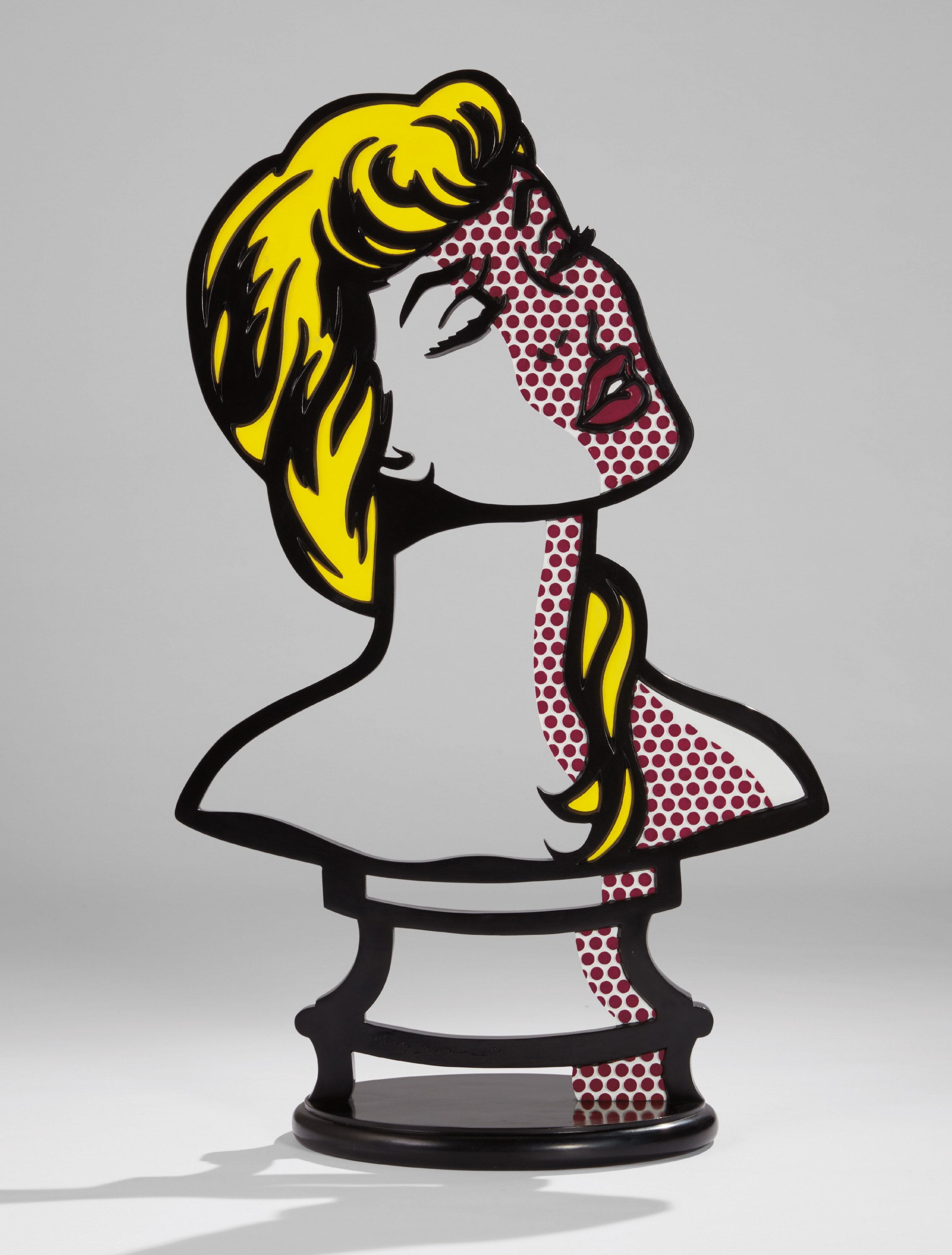 Woman: Sunlight, Moonlight, a 1996 limited edition painted and patinated bronze sculpture by Roy Lichtenstein. Phillips New York sold it in May 2017 for $10.3 million, an auction record for a sculpture by the artist.