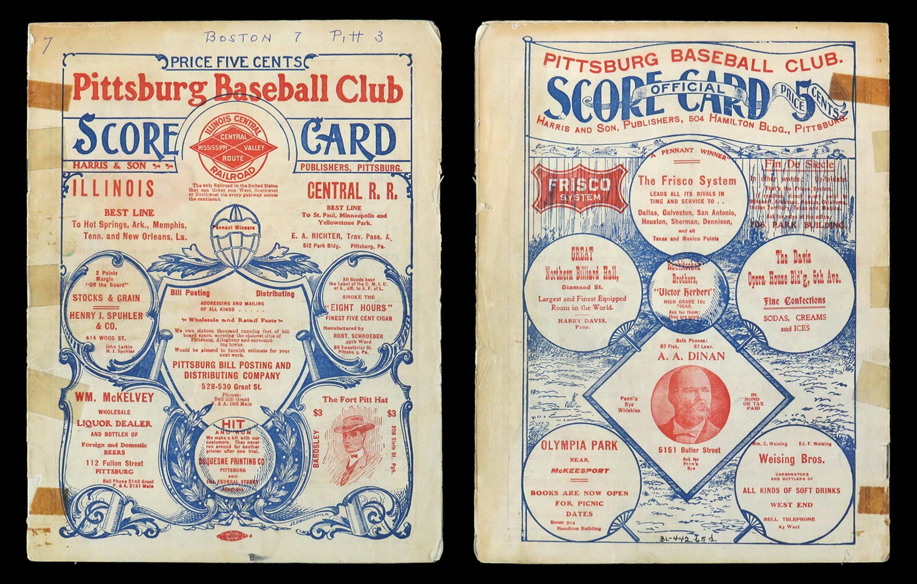 The front and back cover of a 12-page 1903 World Series program, printed for and sold during the championship games held in Pittsburgh.