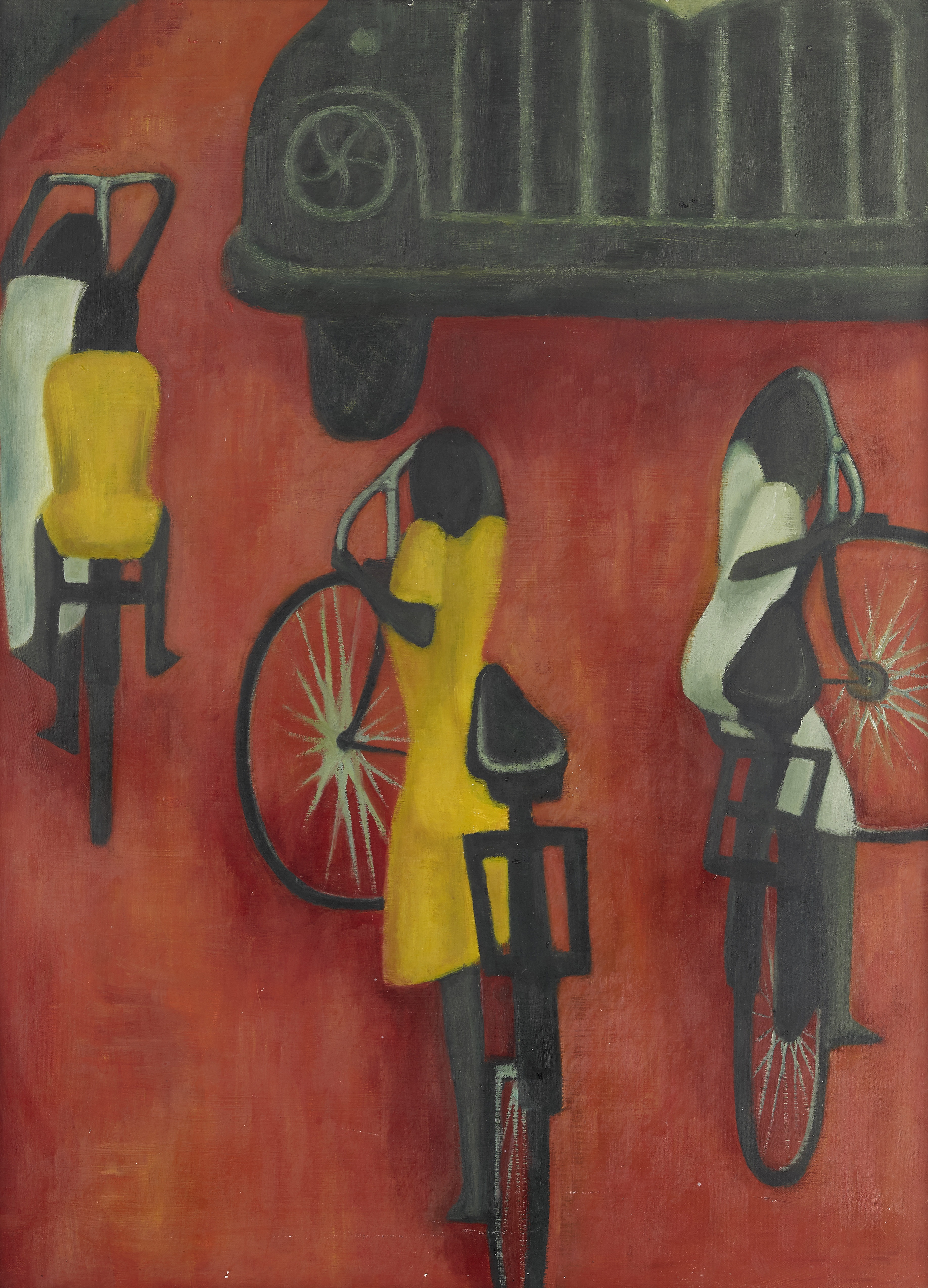 Children on Cycles, an early 1960s work by Nigerian artist Demas Nwoko.