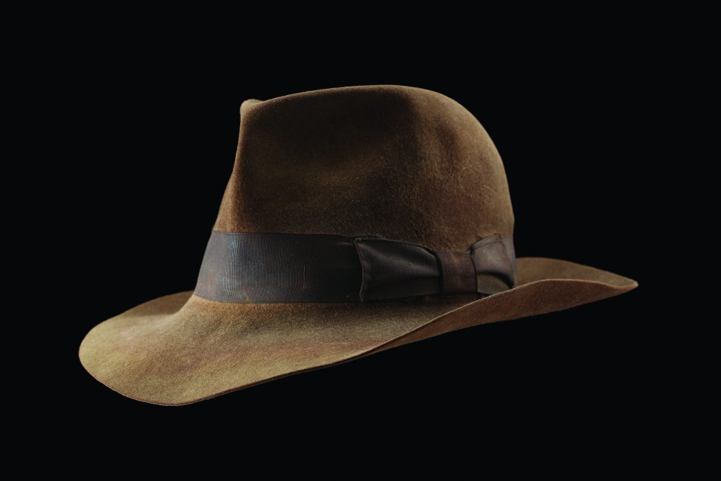An Indiana Jones hat worn on screen by Harrison Ford in Raiders of the Lost Ark sold for more than $520,000 at Prop Store in 2015.