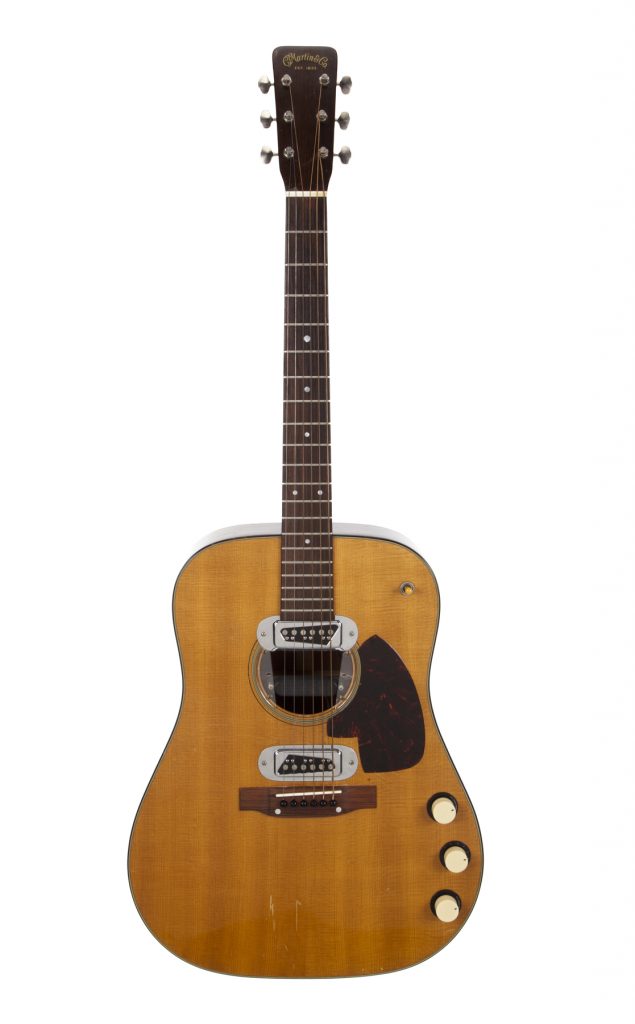 Shown in full here is the 1959 Martin D-18E guitar that Kurt Cobain played during a legendary episode of MTV Unplugged. The vintage instrument could sell for $1 million.