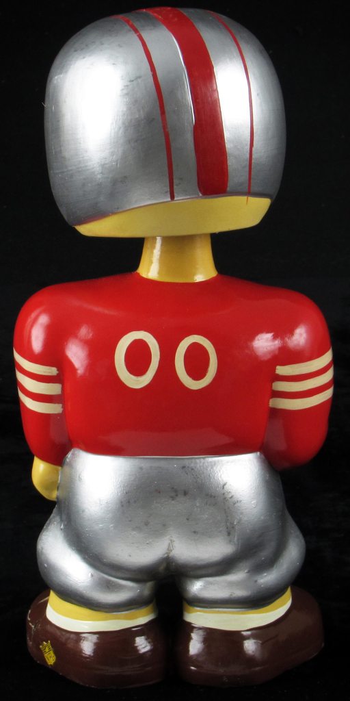 The back of the jumbo NFL bobblehead in full. It's likely that all versions, regardless of team, carried the double zero number on their backs.